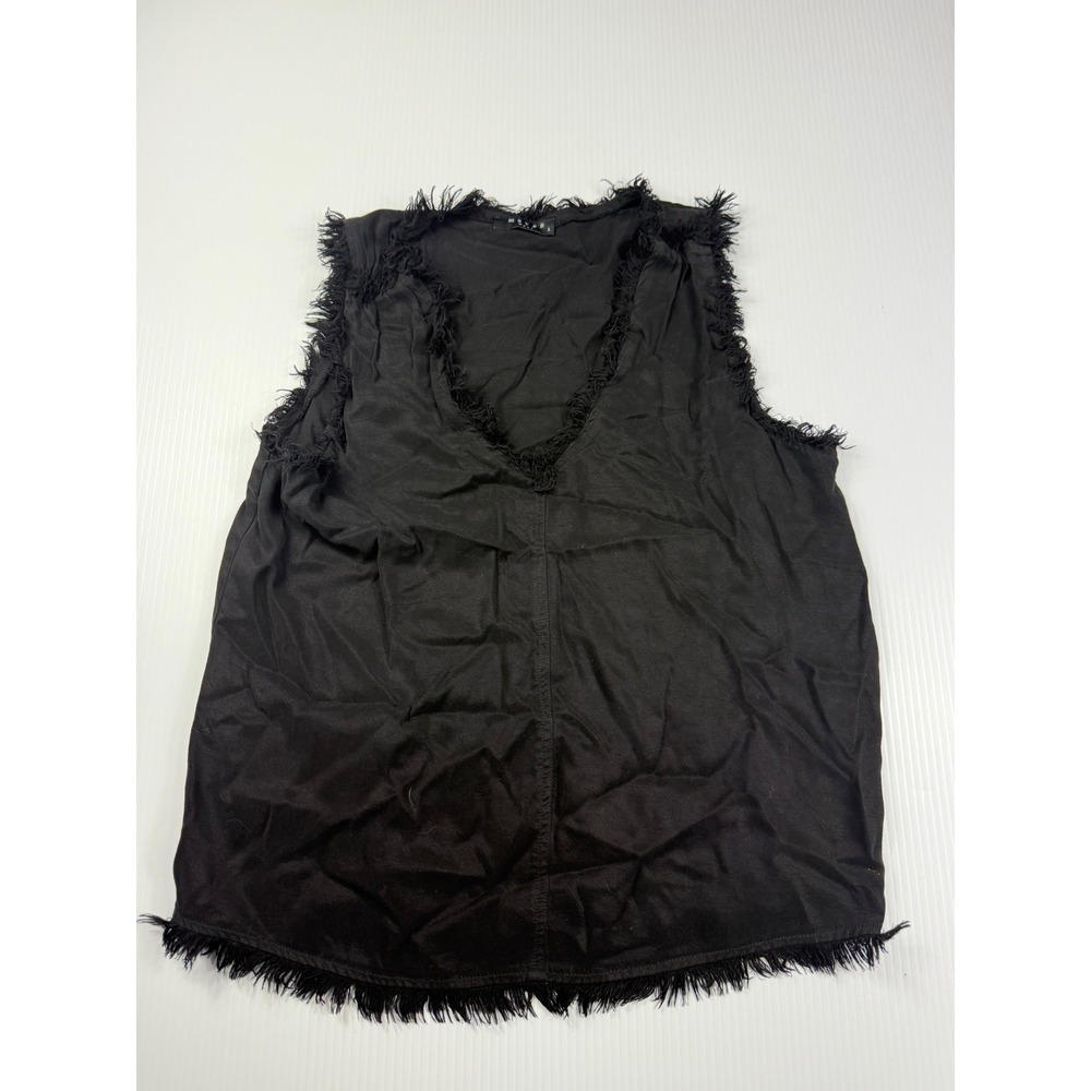 Maven West Fringe Tank Top Sleeveless V-Neck Casual Black Size S